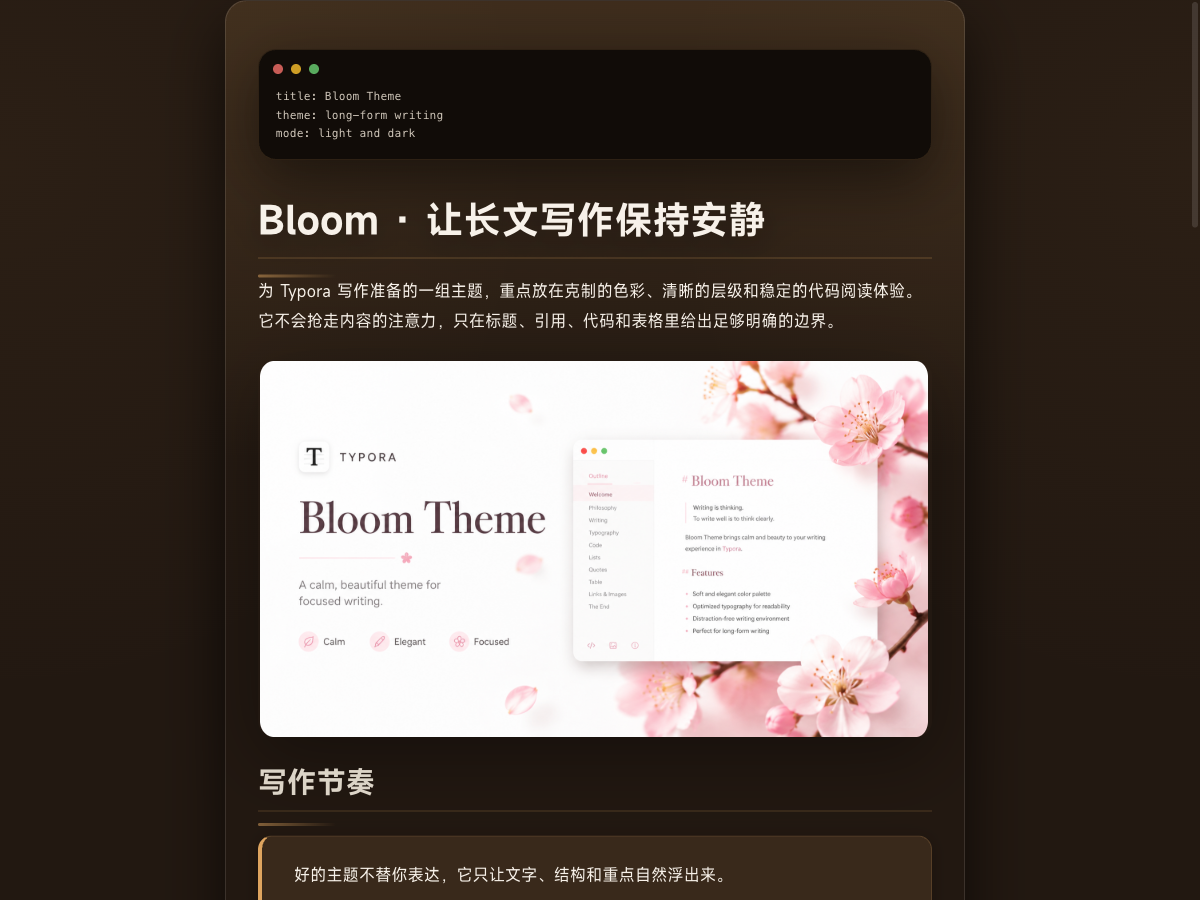 Bloom Amber 琥珀深色主题截图
